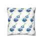 Blue Flowers Floral Faux Suede Square Pillowcase