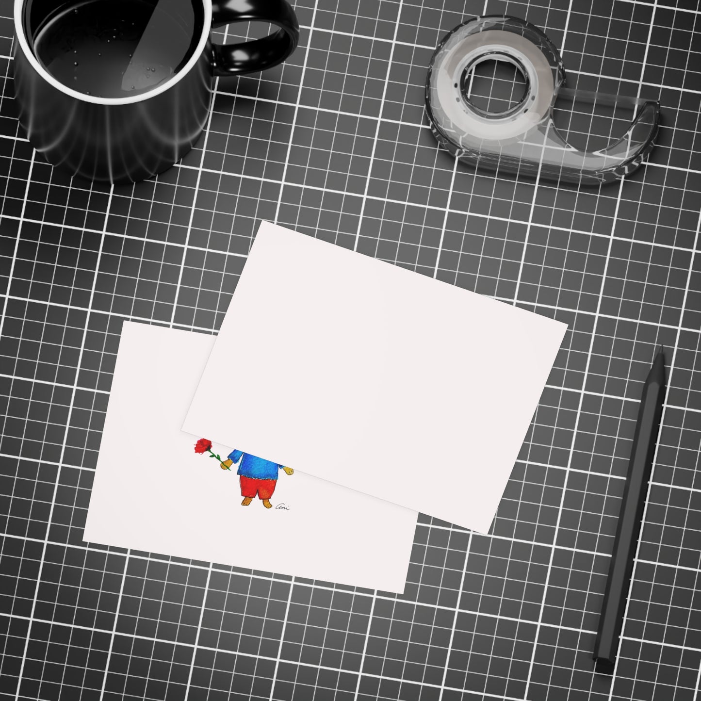 Bear with a Rose Postcard Bundles with Envelopes
