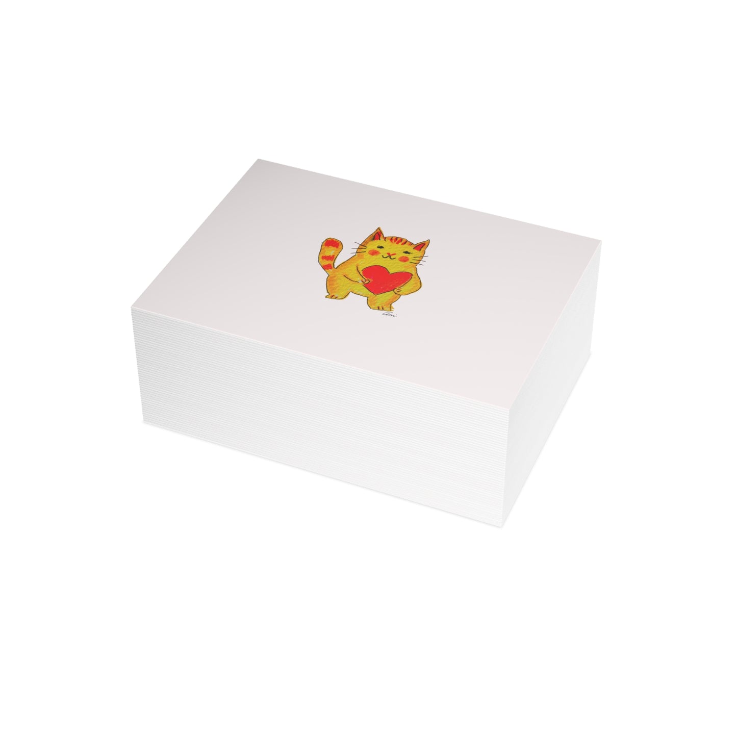A Cat and a Heart Postcard Bundles with Envelopes