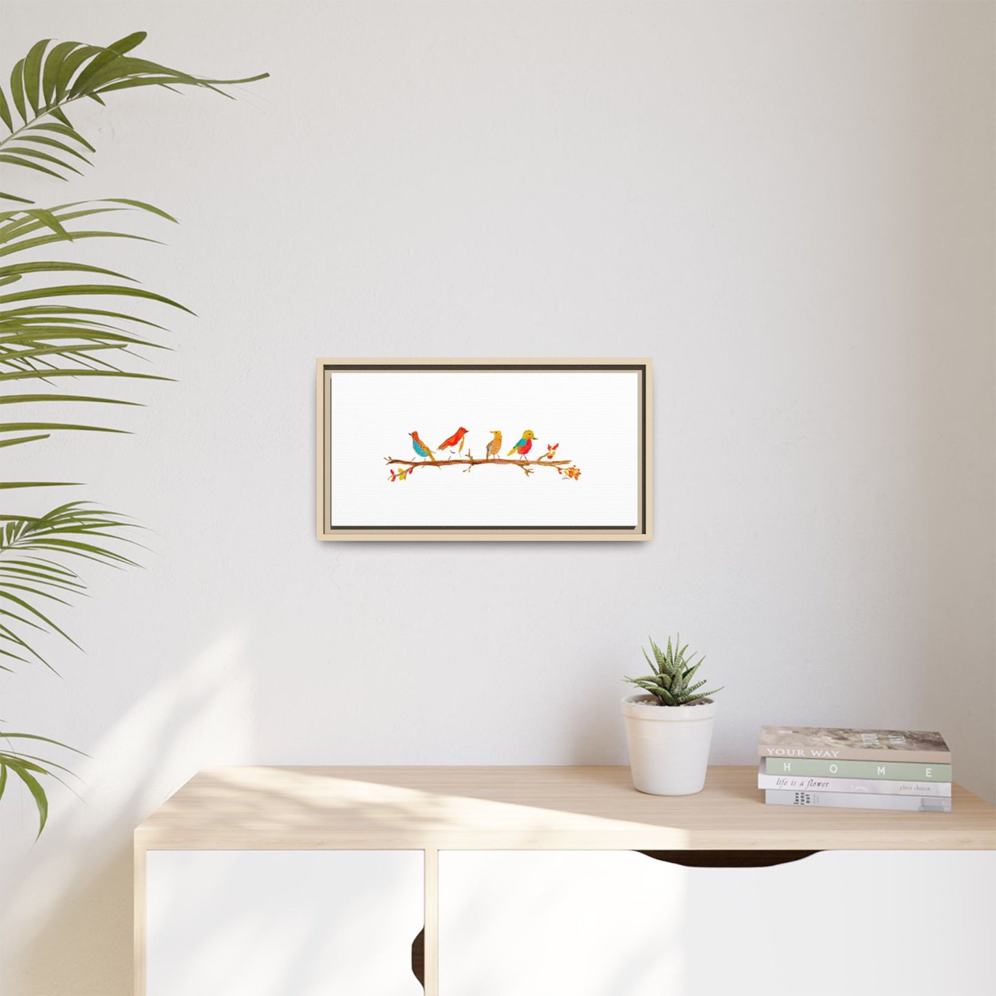 Birds on a Branch Gallery Canvas Print with Frame