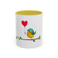 Bird with a Heart Balloon Accent Mug