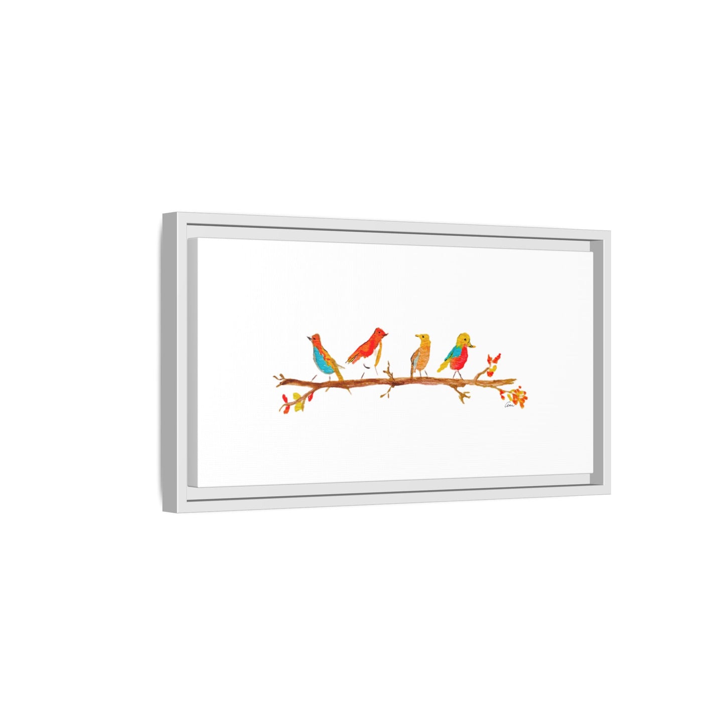 Birds on a Branch Gallery Canvas Print with Frame