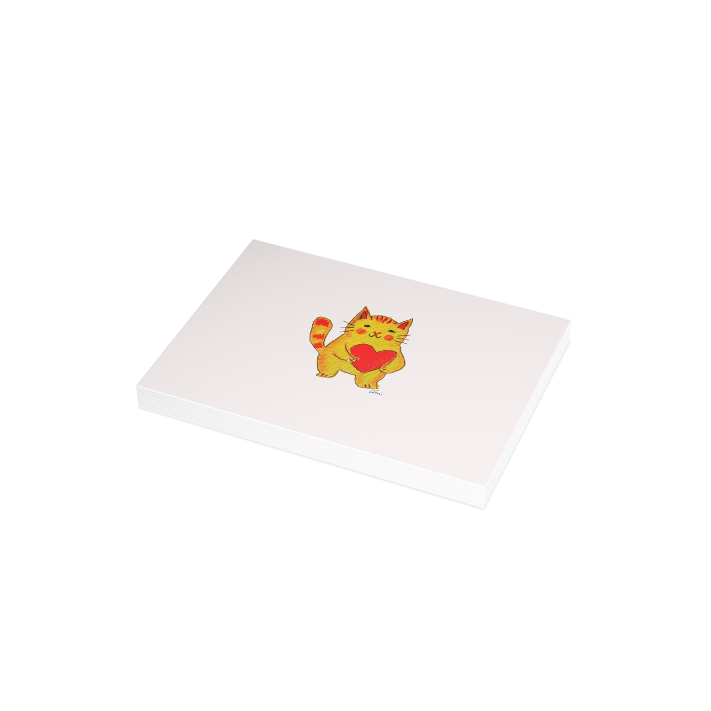 A Cat and a Heart Postcard Bundles with Envelopes