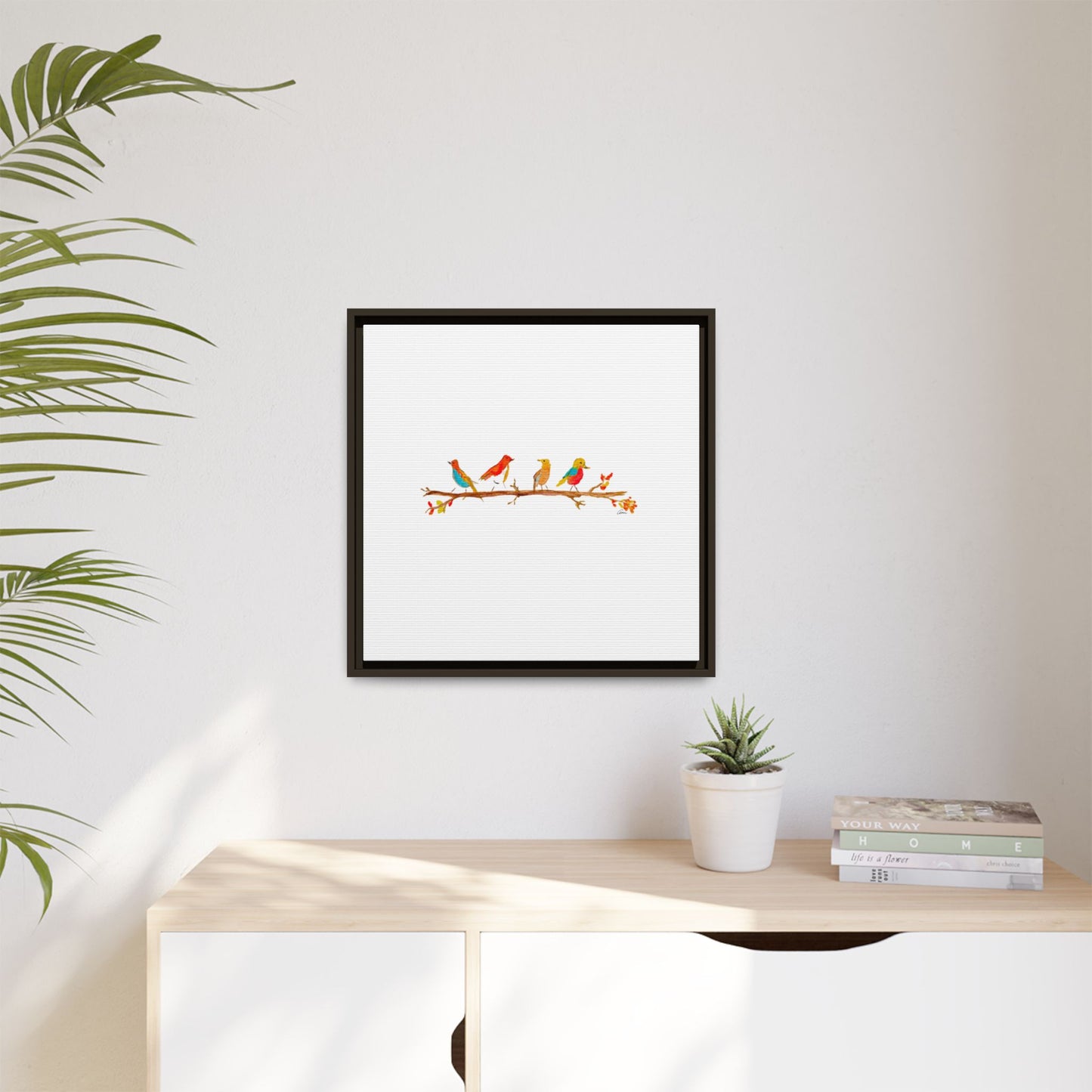 Birds on a Branch Gallery Canvas Print with Frame