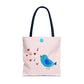 Blue Singing Bird Tote Bag