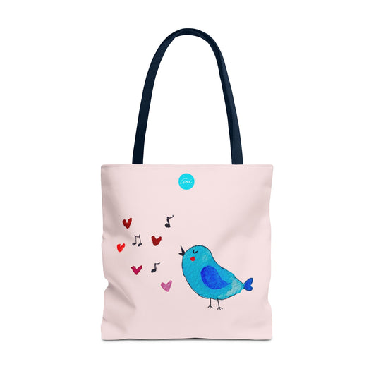 Blue Singing Bird Tote Bag
