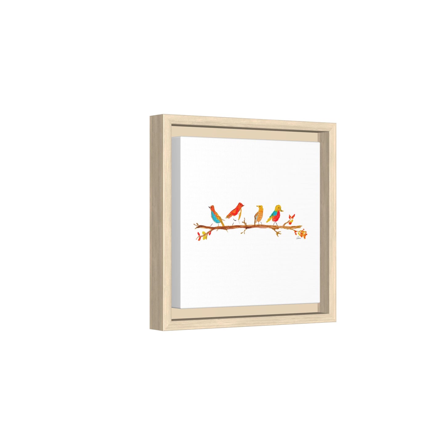 Birds on a Branch Gallery Canvas Print with Frame