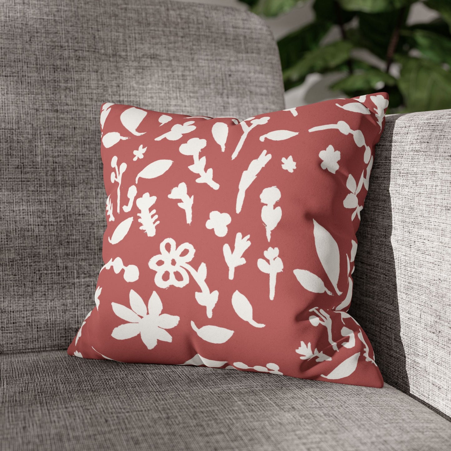 Rhubarb Fall Foliage Faux Suede Square Pillowcase