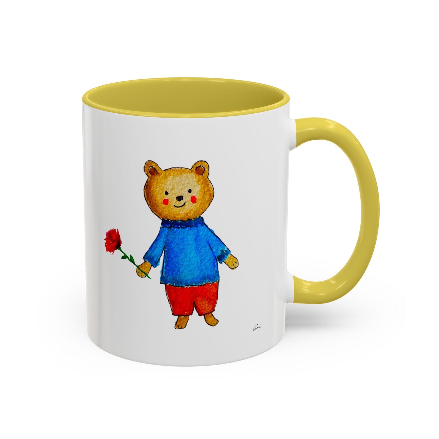 Bear with a Rose Accent Mug