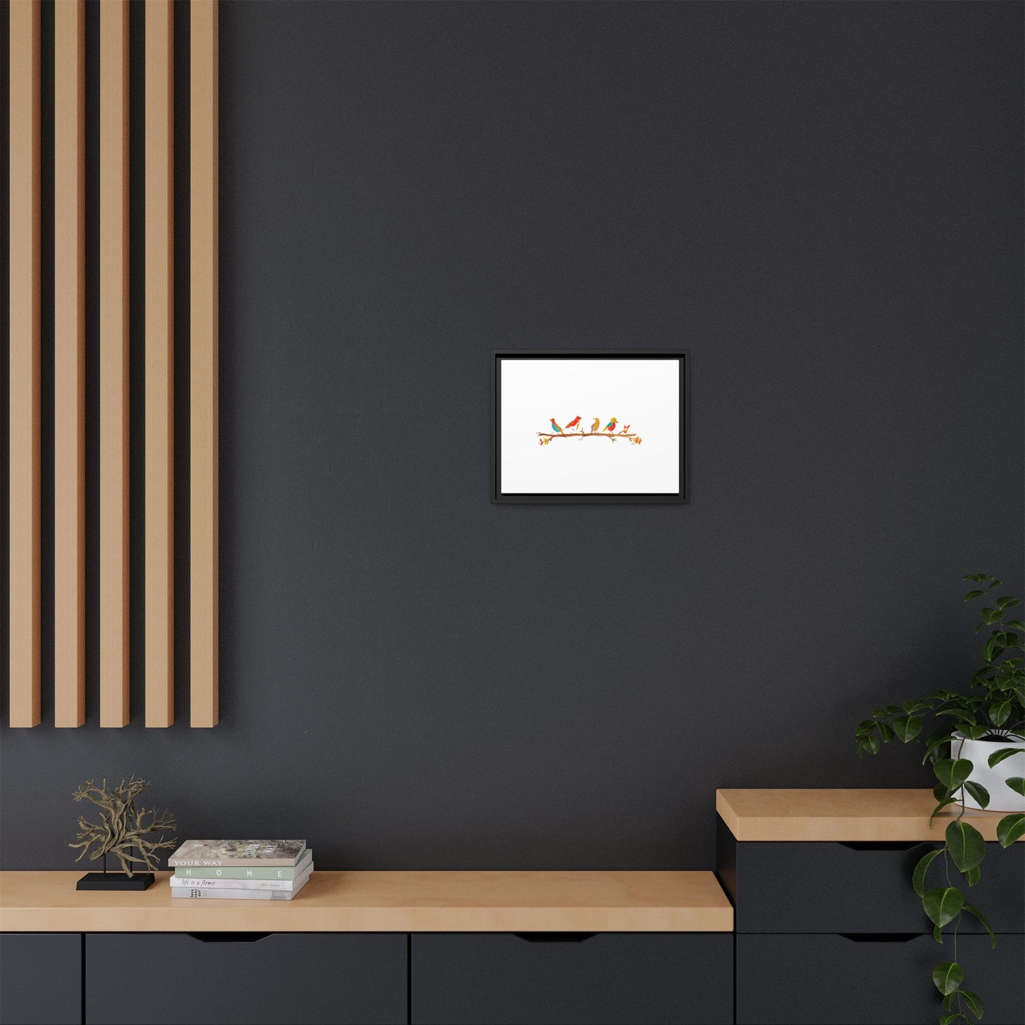 Birds on a Branch Gallery Canvas Print with Frame