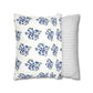 Forget Me Not Floral Faux Suede Square White Pillowcase