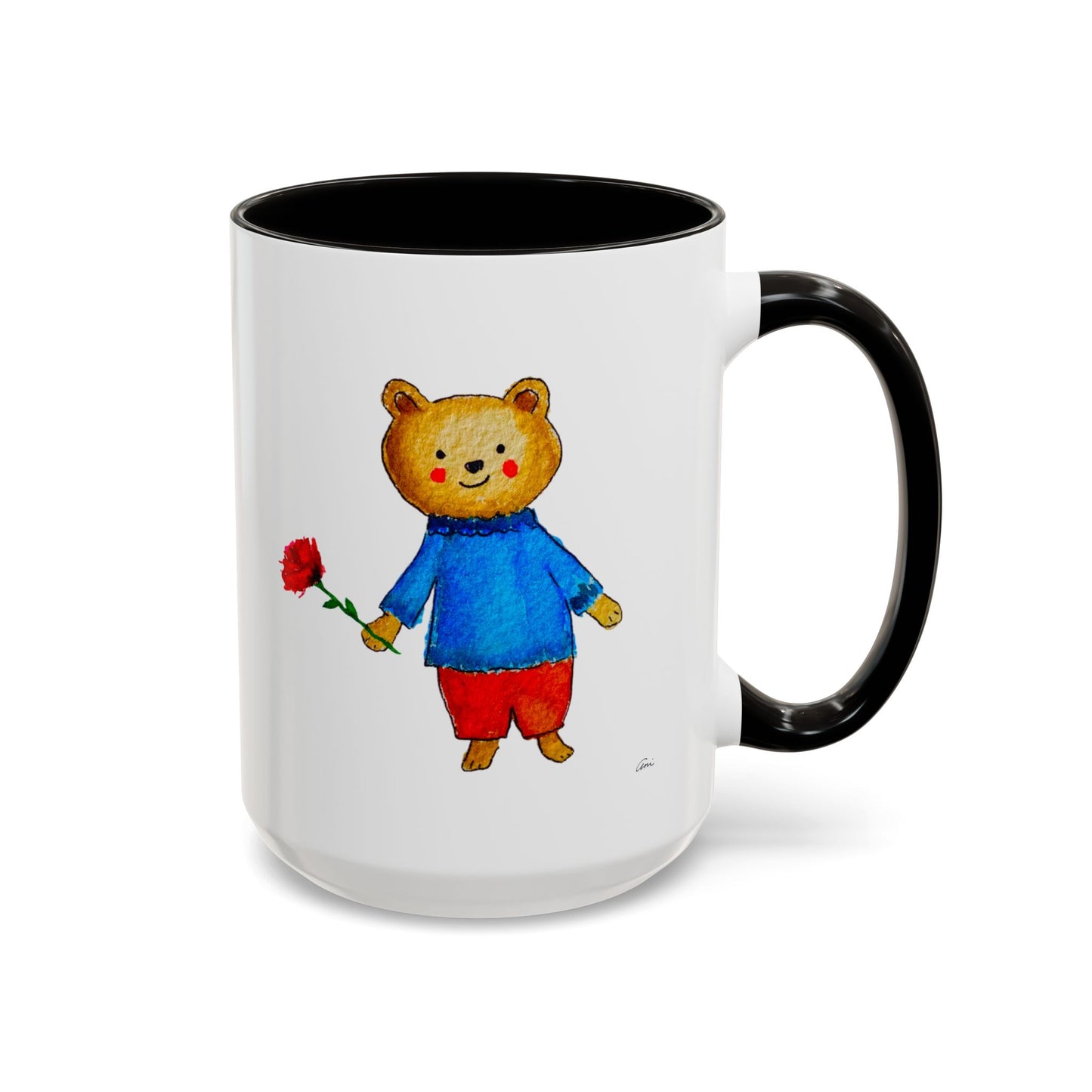 Bear with a Rose Accent Mug