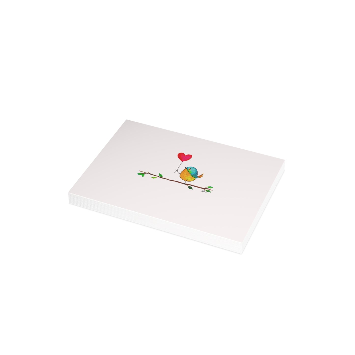 Bird with a Heart Balloon Postcard Bundles with Envelopes