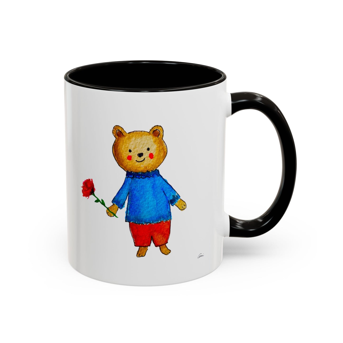 Bear with a Rose Accent Mug