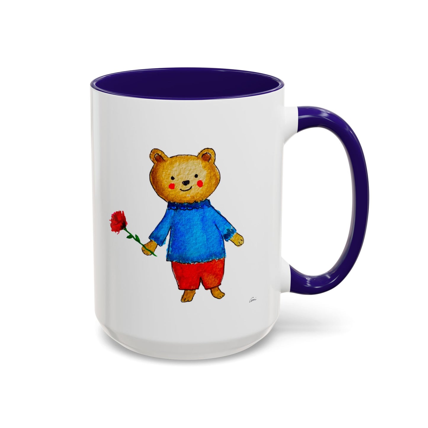 Bear with a Rose Accent Mug