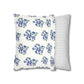 Forget Me Not Floral Faux Suede Square White Pillowcase