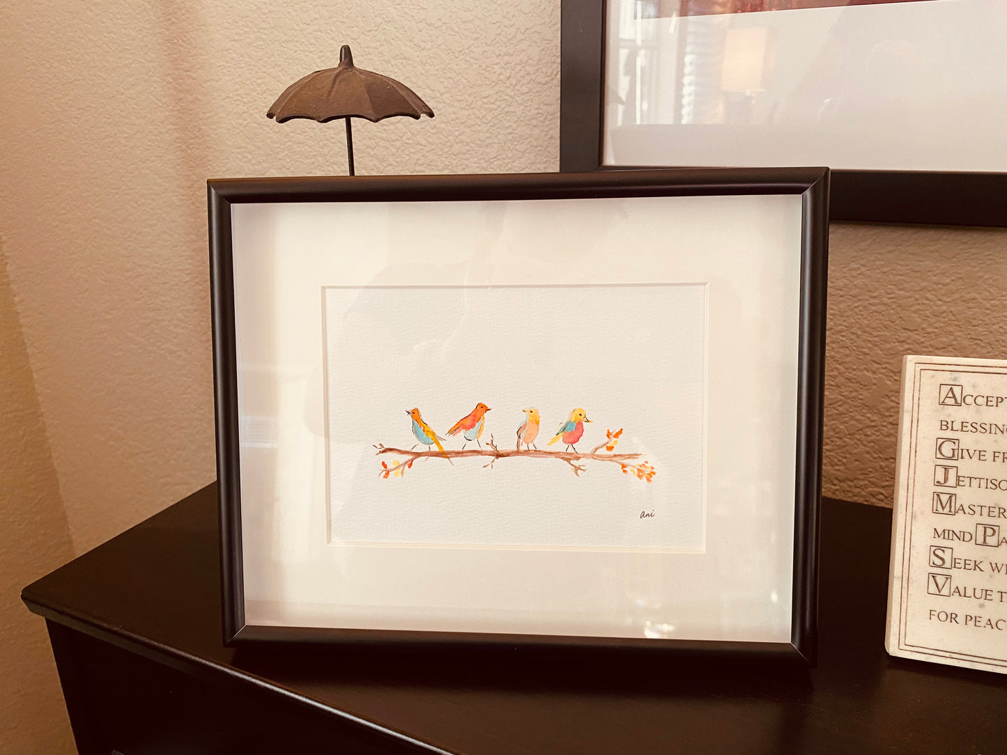 Birds on a Branch Original Watercolor