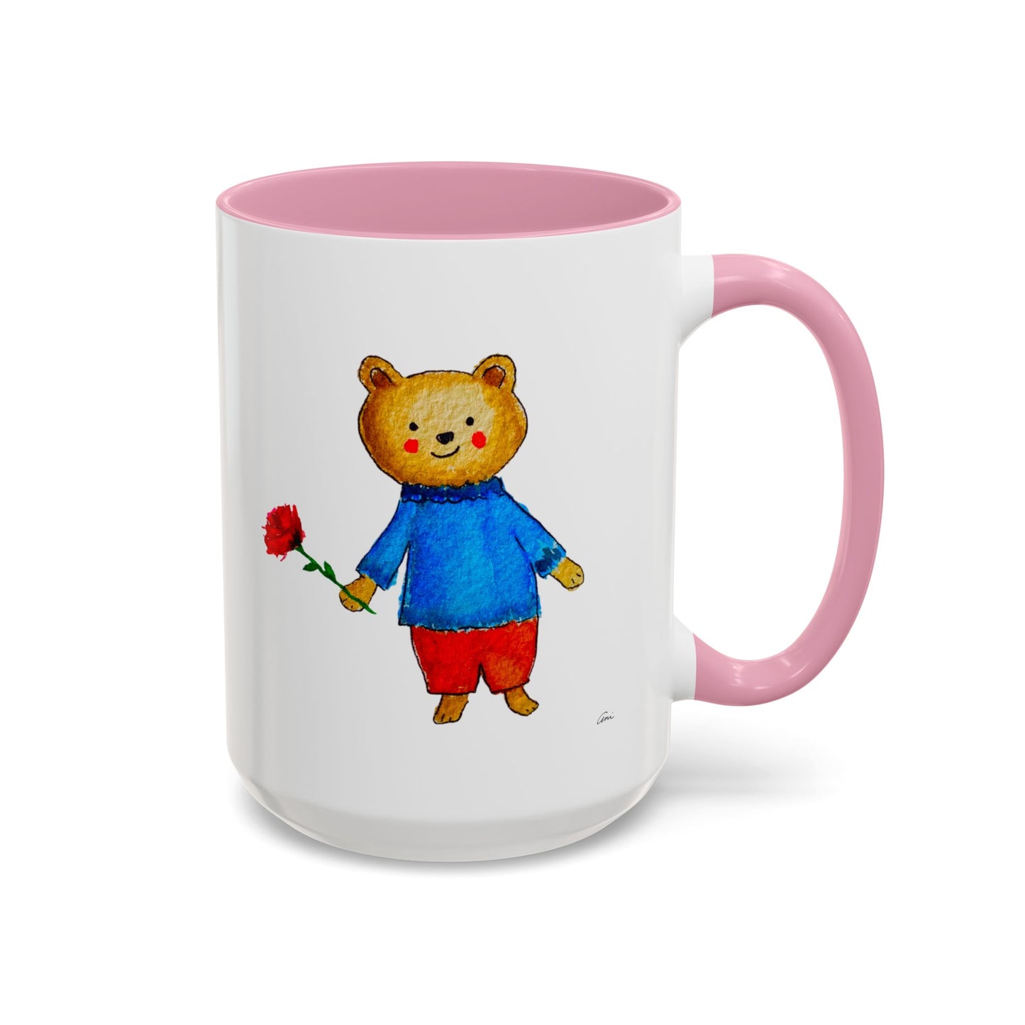 Bear with a Rose Accent Mug