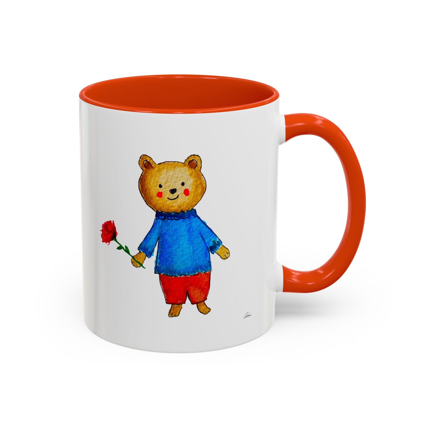 Bear with a Rose Accent Mug