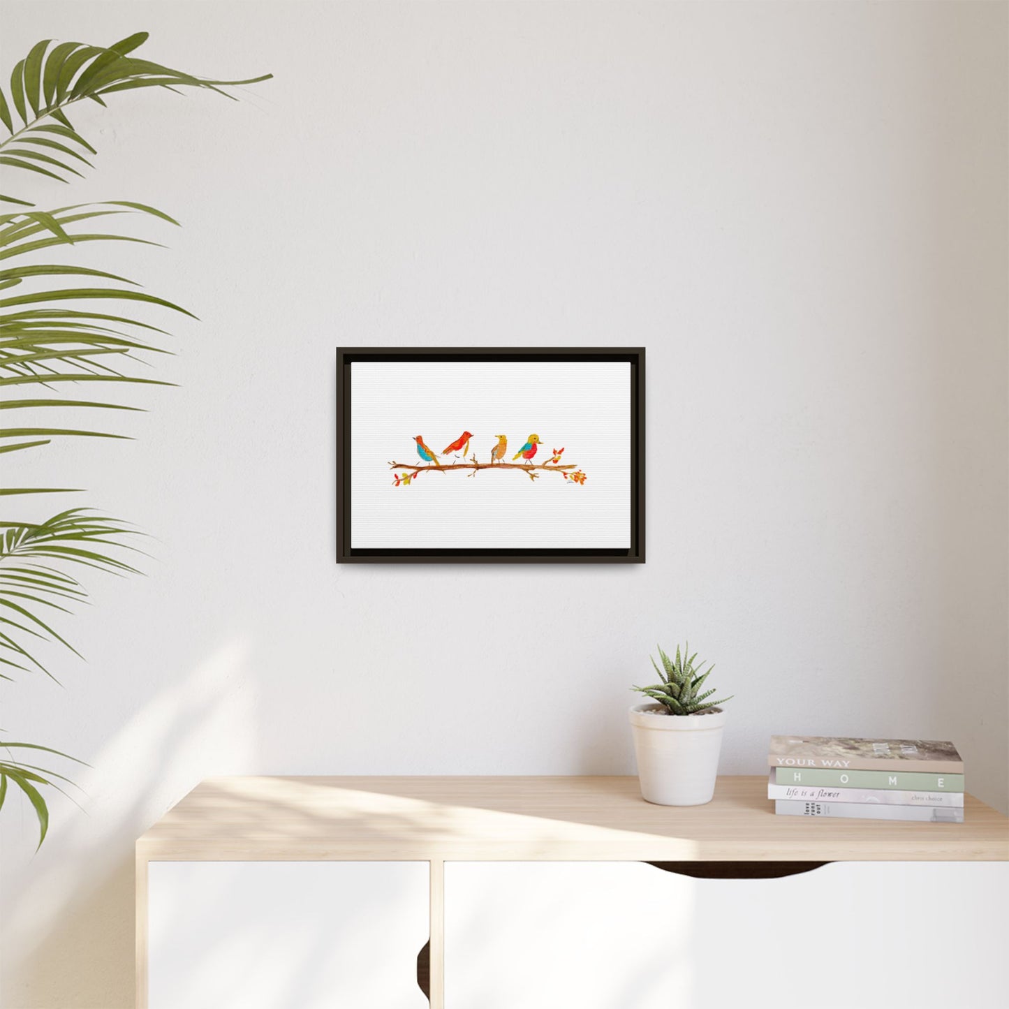 Birds on a Branch Gallery Canvas Print with Frame