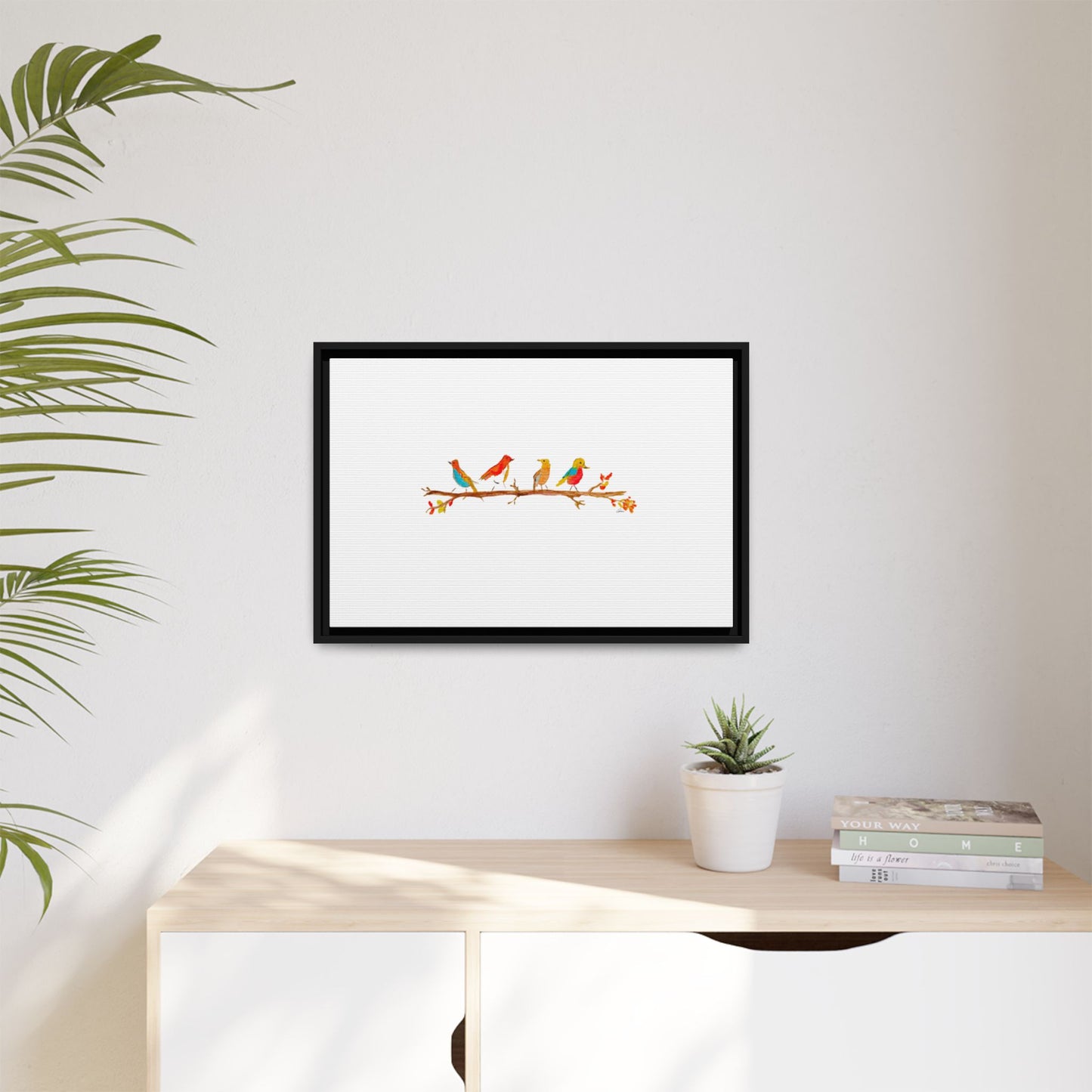 Birds on a Branch Gallery Canvas Print with Frame