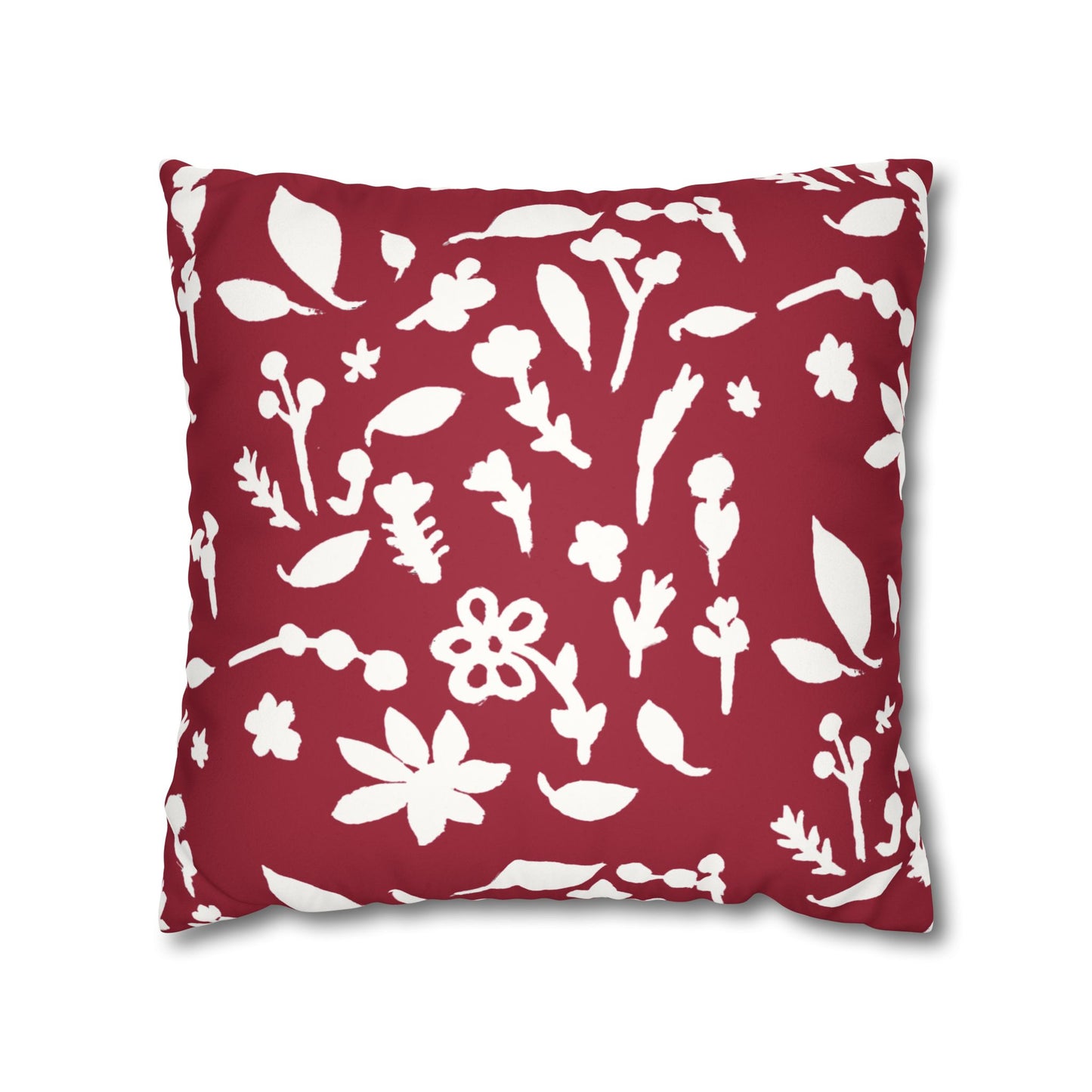 Cherry Cobbler Fall Foliage Faux Suede Square Pillowcase