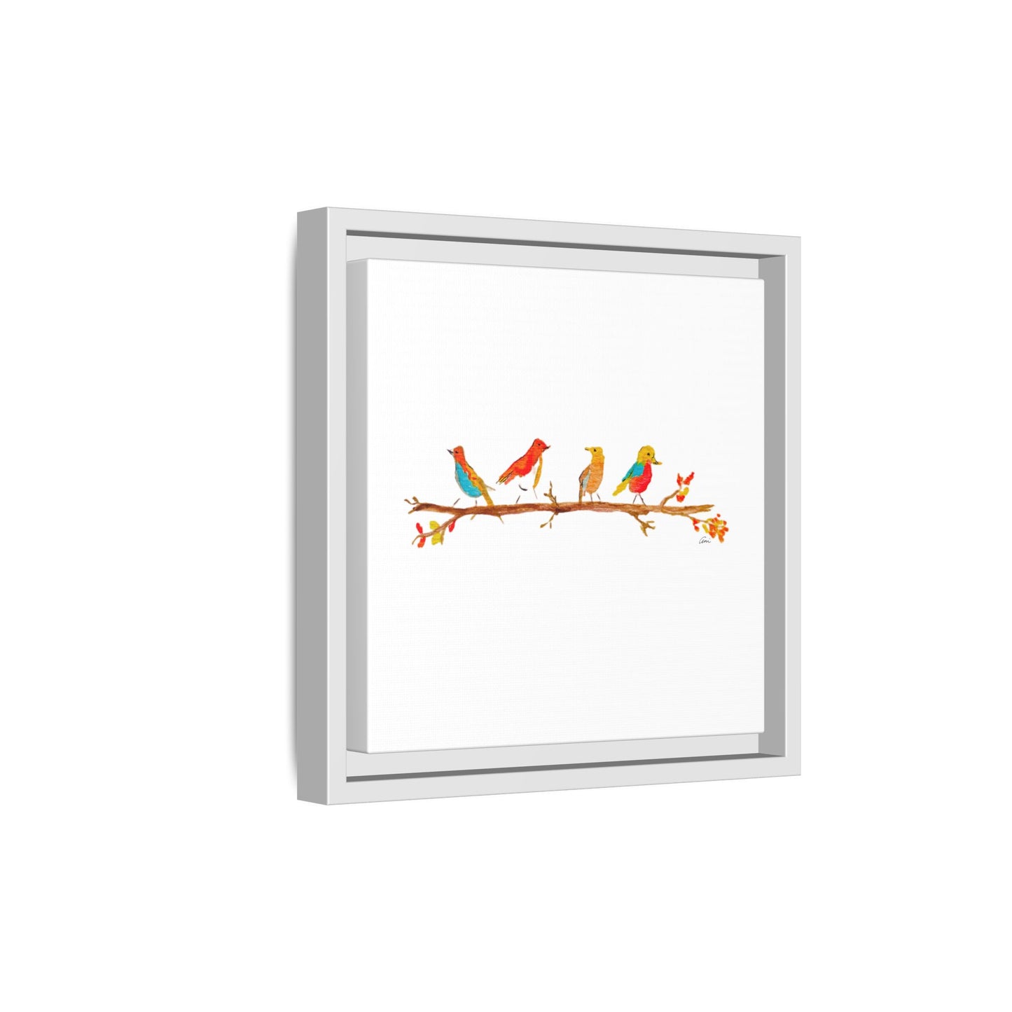 Birds on a Branch Gallery Canvas Print with Frame