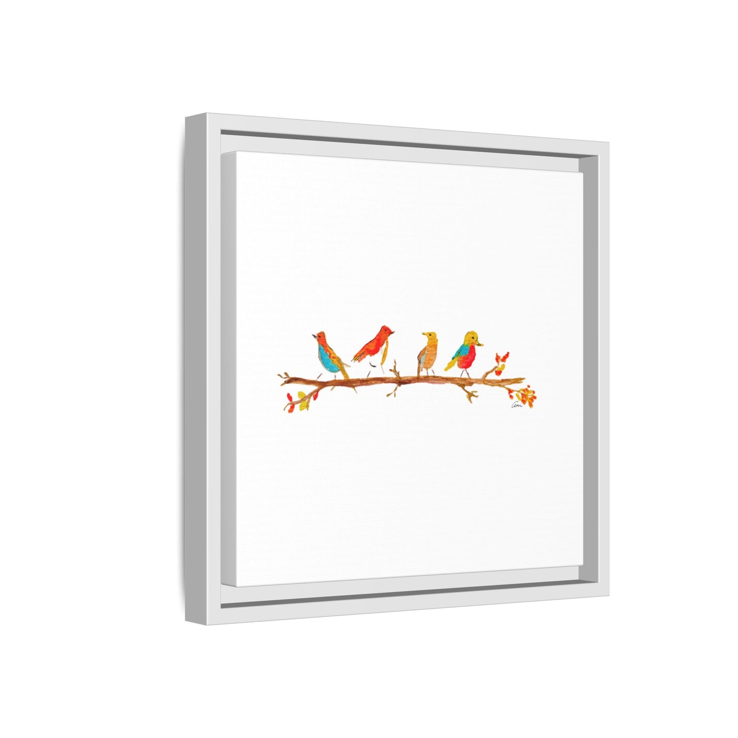 Birds on a Branch Gallery Canvas Print with Frame