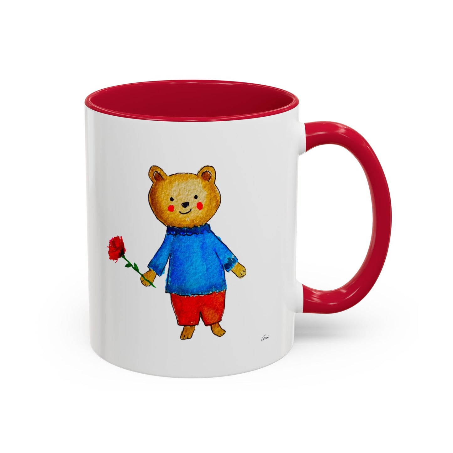 Bear with a Rose Accent Mug