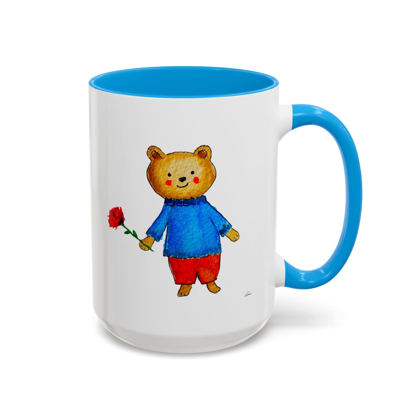 Bear with a Rose Accent Mug