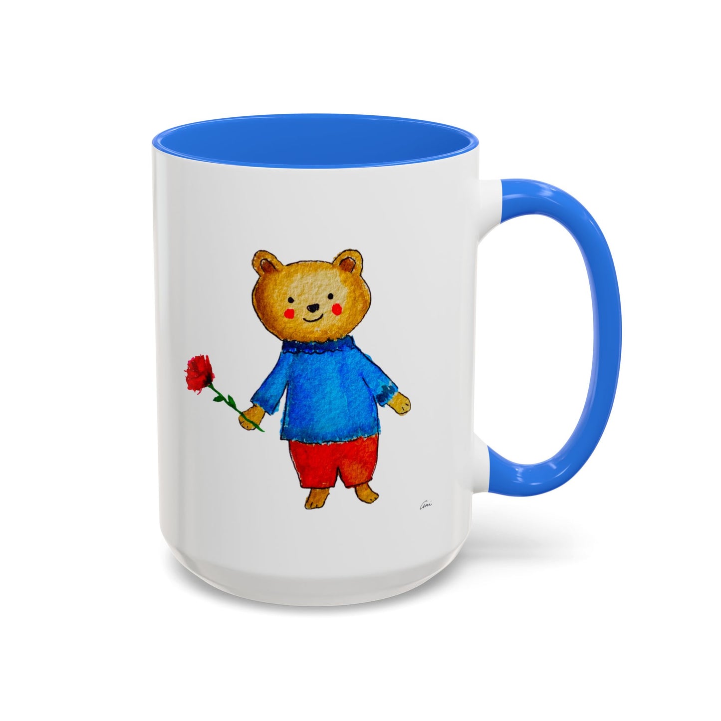 Bear with a Rose Accent Mug