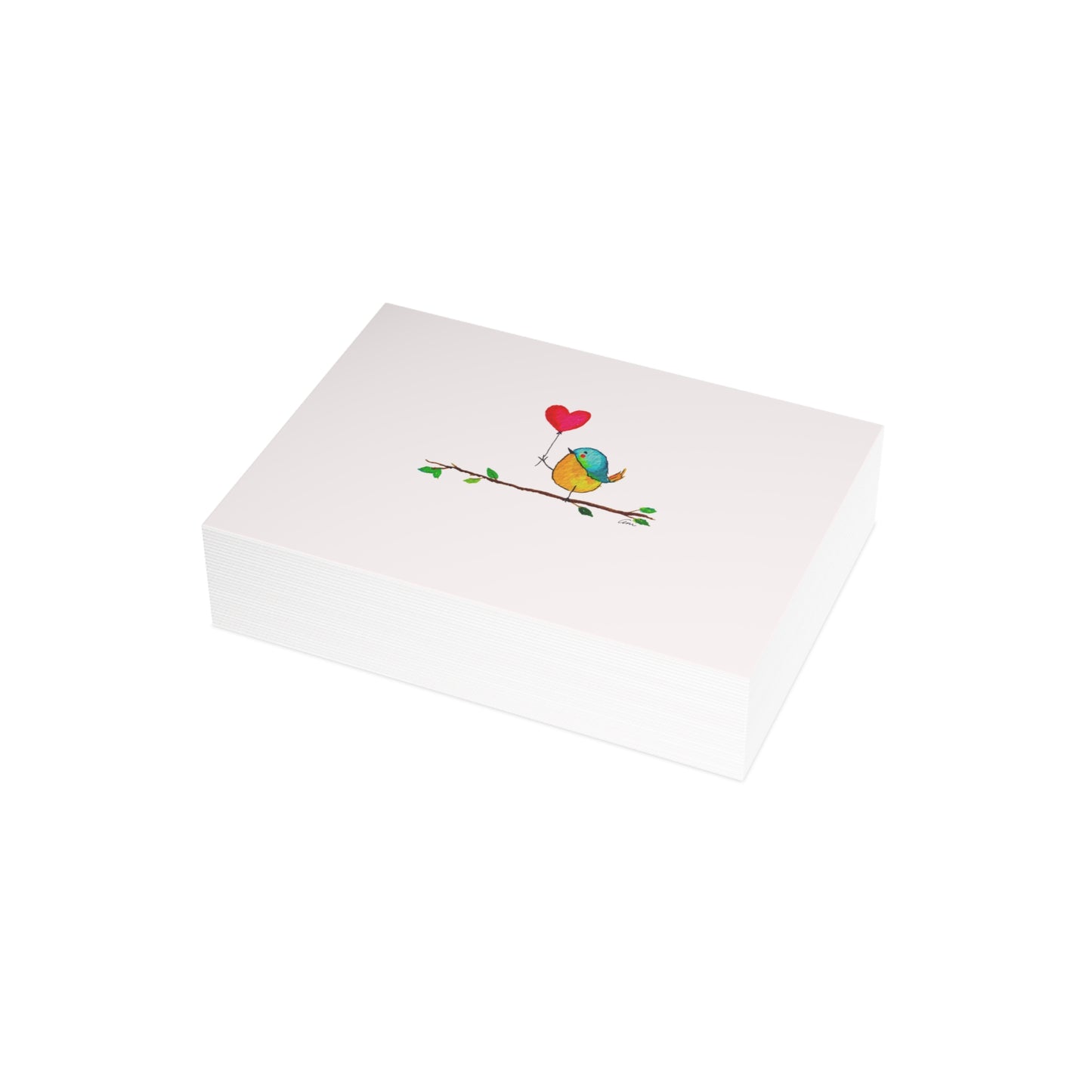 Bird with a Heart Balloon Postcard Bundles with Envelopes