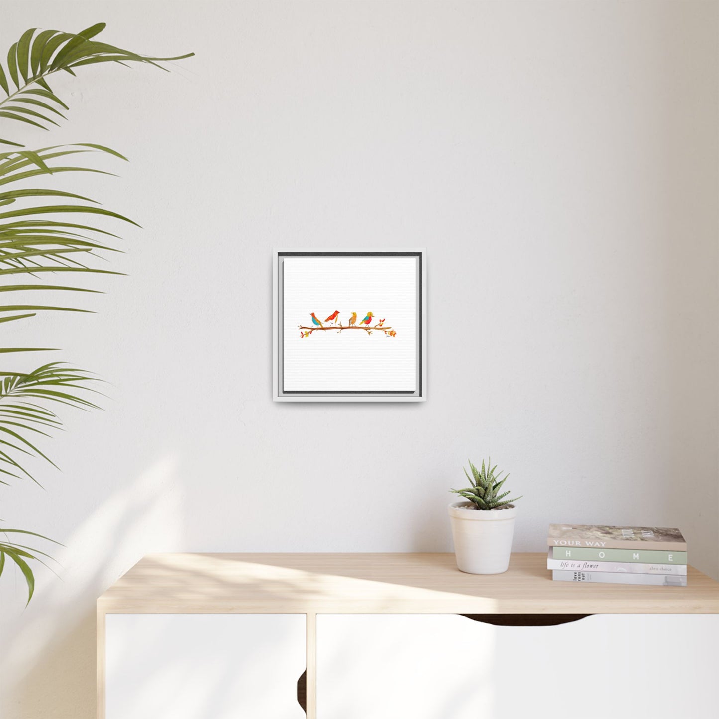 Birds on a Branch Gallery Canvas Print with Frame