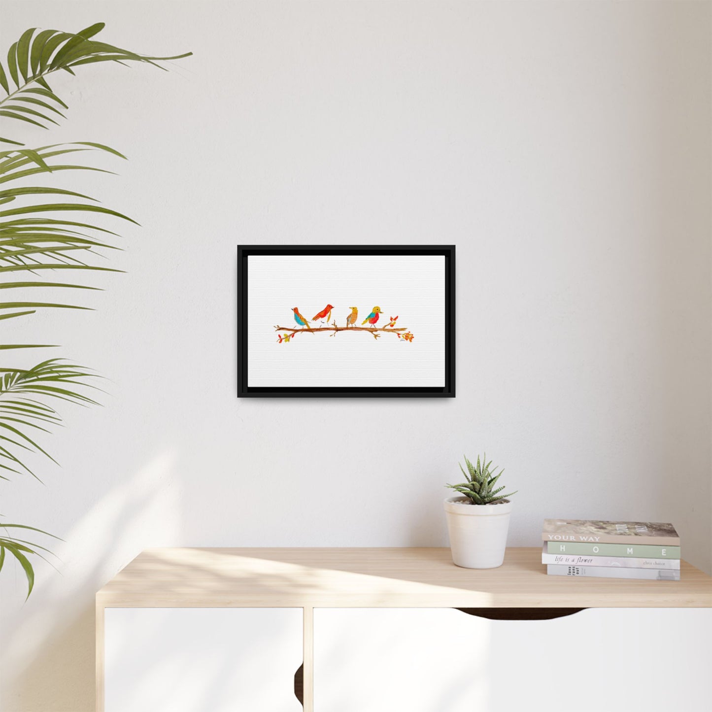 Birds on a Branch Gallery Canvas Print with Frame