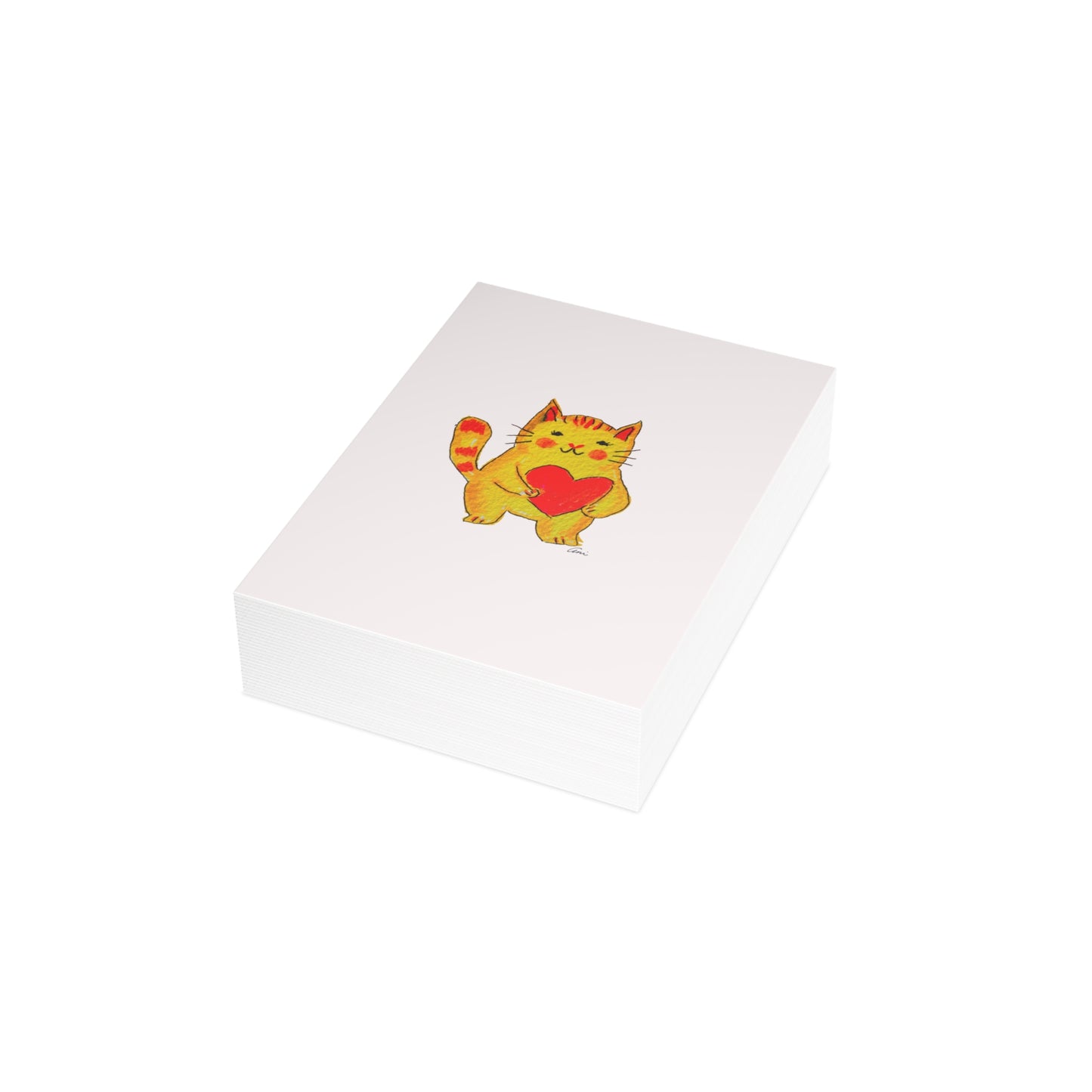 A Cat and a Heart Postcard Bundles with Envelopes