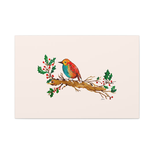Bright Bird on a Branch Canvas Print