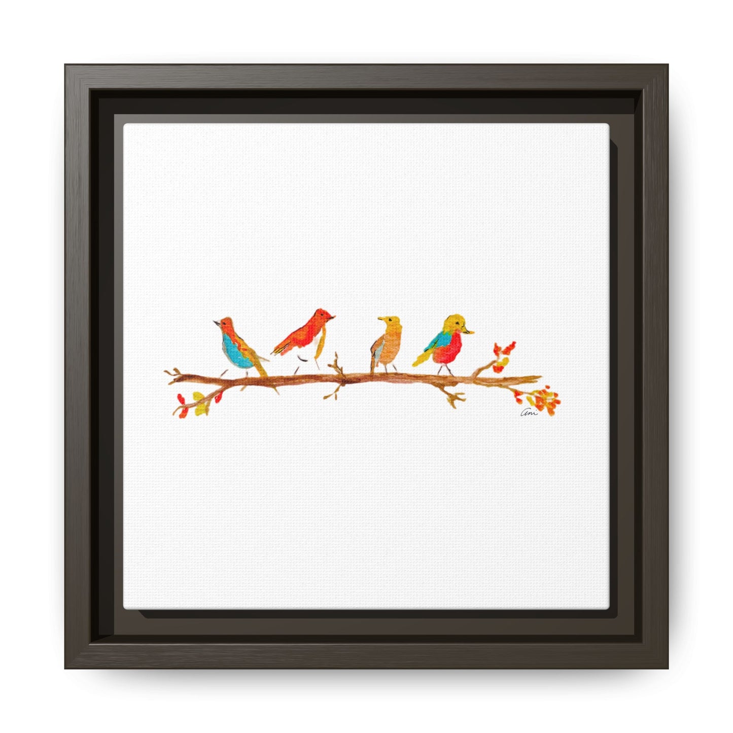 Birds on a Branch Gallery Canvas Print with Frame
