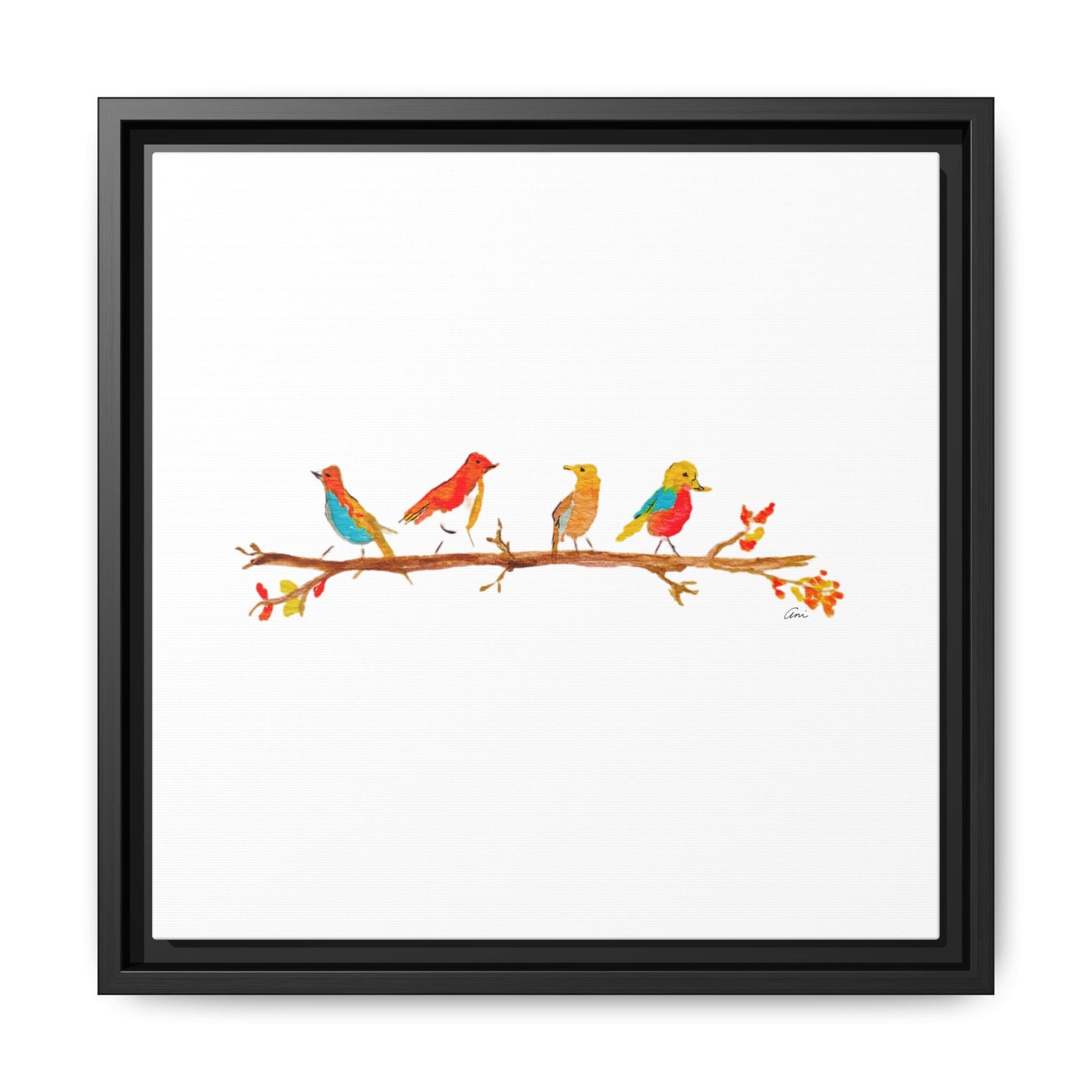 Birds on a Branch Gallery Canvas Print with Frame