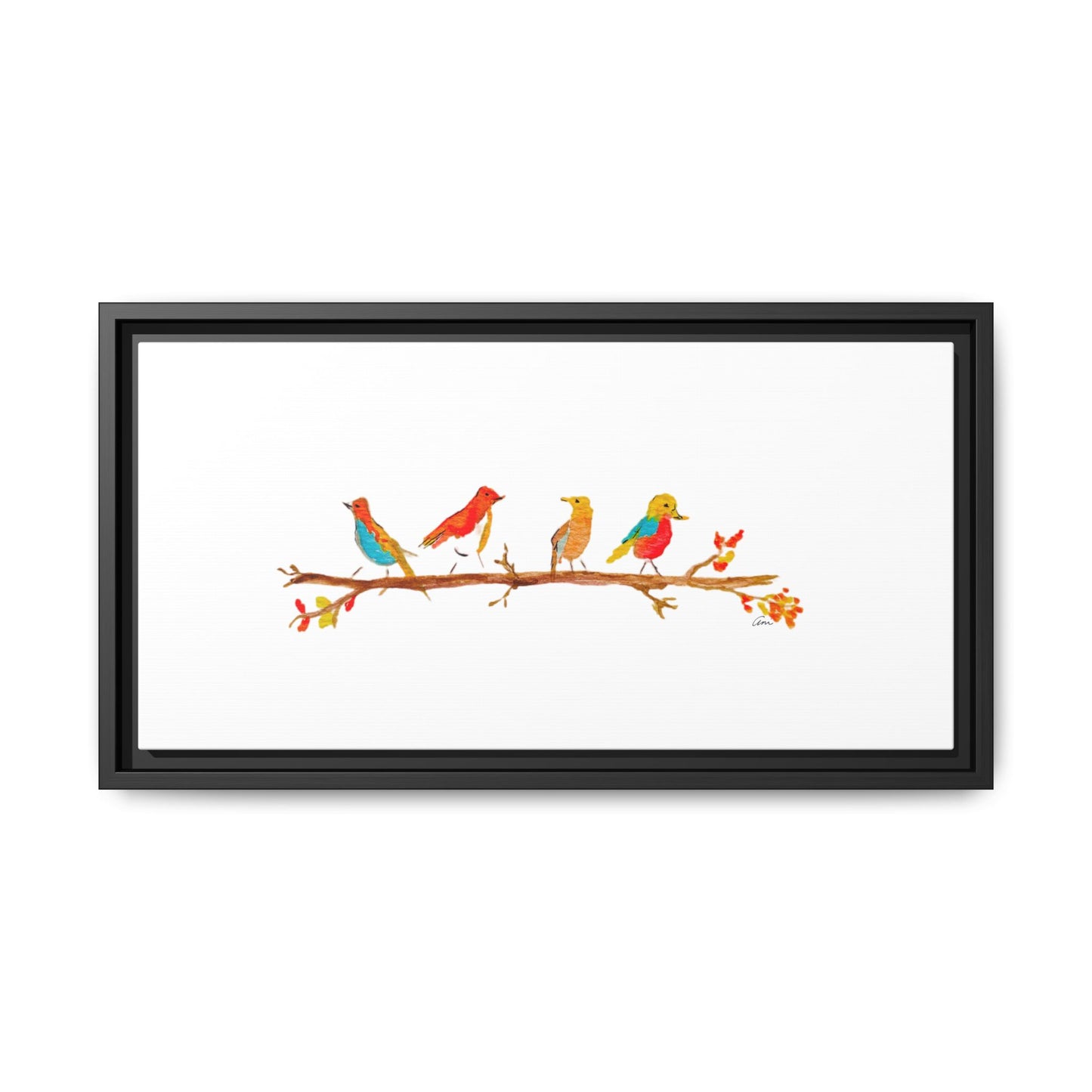 Birds on a Branch Gallery Canvas Print with Frame