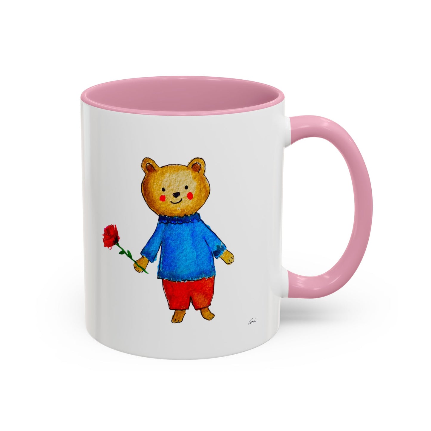 Bear with a Rose Accent Mug