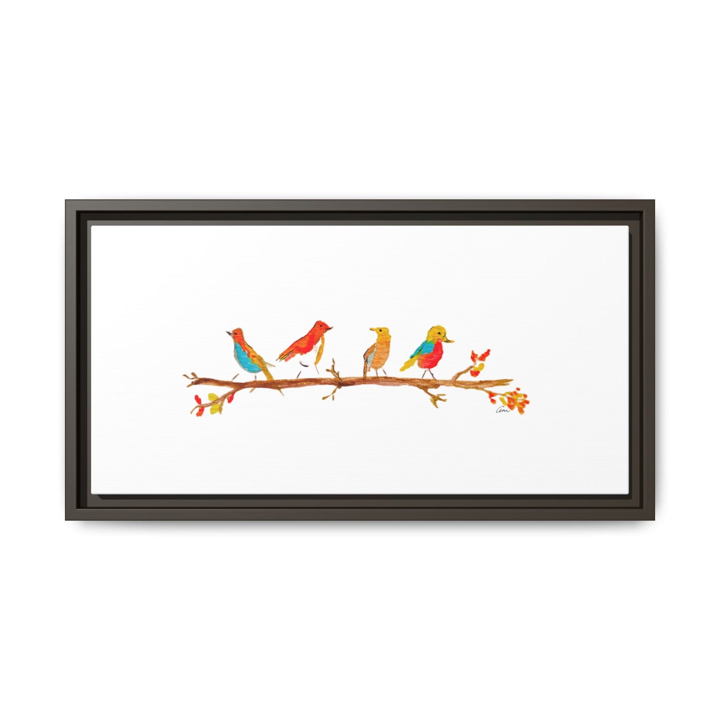 Birds on a Branch Gallery Canvas Print with Frame