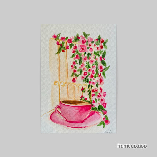 Coffee and Roses original watercolor